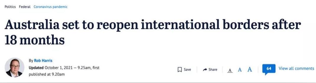重磅！澳洲官宣11月开国门！认可中国疫苗！三类人入境！留学生返澳在即！1