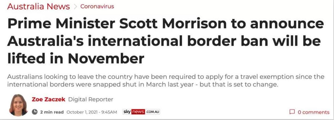 重磅！澳洲官宣11月开国门！认可中国疫苗！三类人入境！留学生返澳在即！2